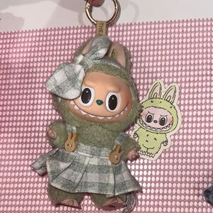 Authentic Cute Green Plush Keychain with Bow